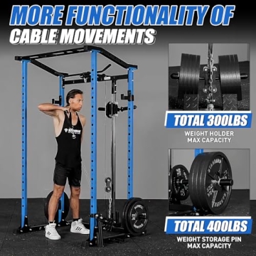 ER KANG Home Gym Power Cage with LAT Pulldown