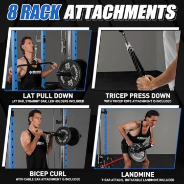 ER KANG Home Gym Power Cage with LAT Pulldown