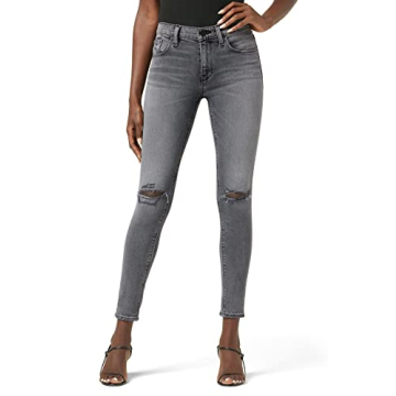 Hudson Jeans Women's Nico Mid Rise Super Skinny Jean, Stone Grey DESTRUC, 28