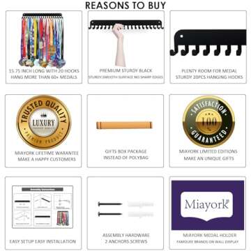 Runner Medal Hanger Display - Sturdy Marathon Medal Display Easy to Install-Race Medal Holder Wall Hanger for Sports Gymnastic,Soccer,Runner,Wrest,Football,Basketball