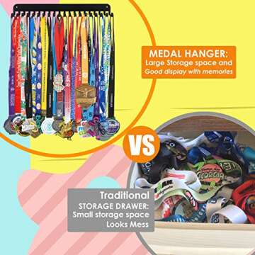 Runner Medal Hanger Display - Sturdy Marathon Medal Display Easy to Install-Race Medal Holder Wall Hanger for Sports Gymnastic,Soccer,Runner,Wrest,Football,Basketball
