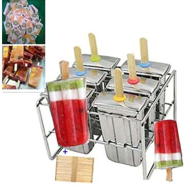 Stainless Steel Popsicle Molds and Rack stainless steel popsicle maker -ice pop molds bpa free -ice Cream Mold pop molds with wooden sticks-ice pop maker molds popsicle molds stainless steel