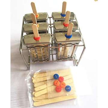 Stainless Steel Popsicle Molds and Rack stainless steel popsicle maker -ice pop molds bpa free -ice Cream Mold pop molds with wooden sticks-ice pop maker molds popsicle molds stainless steel