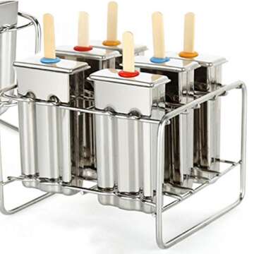 Stainless Steel Popsicle Molds and Rack stainless steel popsicle maker -ice pop molds bpa free -ice Cream Mold pop molds with wooden sticks-ice pop maker molds popsicle molds stainless steel