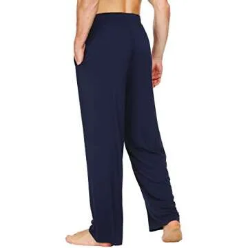 WiWi Mens Bamboo Viscose Pajama Pants Soft Lounge Bottoms and Tall Sweatpants Sleep Pant with PocketS-4X, Navy, Small