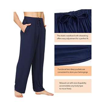 WiWi Mens Bamboo Viscose Pajama Pants Soft Lounge Bottoms and Tall Sweatpants Sleep Pant with PocketS-4X, Navy, Small