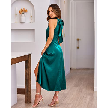 BTFBM Women Elegant Sleeveless Summer Dresses 2023 Halter Neck