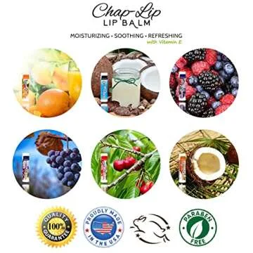 Chap-Lip Lip Balm Vitamin E with Coconut Oil - Lip Moisturizer Treatment - Moisturizing, Soothing, & Refreshing, Total Hydration Treatment & Lip Therapy - Assortment of 6 Refreshing Flavors, 48 Count