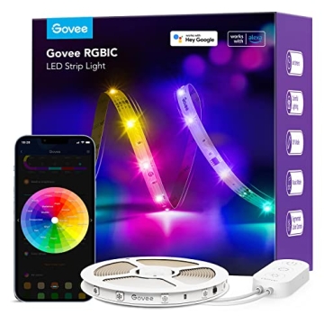Govee RGBIC Alexa LED Strip Light 16.4ft - Smart WiFi LED Lights with Music Sync