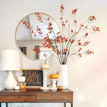 Krissing 3 Pcs Fall Greenery Stems, 37" Tall Fake Fall Stems Plants Artificial Fall Leaves Stems Branches for Vase Indoor Office Desk Home Thanksgiving Table Centerpieces Decor