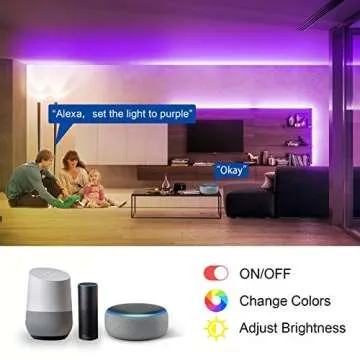 VOLIVO 65.6 FT WiFi LED Strip Lights,LED Light Strip Compatible with Alexa and Google Home,App/Remote/Voice Controlled Music Sync Color Changing Lighting for Bedroom Kitchen,Party,TV
