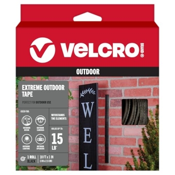 VELCRO Brand Extreme Outdoor Heavy Duty Tape | 10Ft x 1 In | Holds 15 lbs | Black with Stick on Adhe...