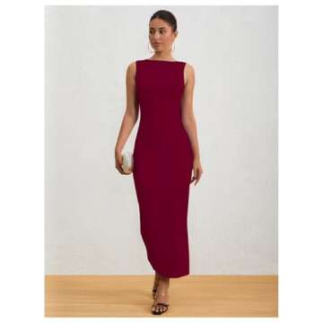 Milumia Elegant Sleeveless Ruched Bodycon Maxi Dress