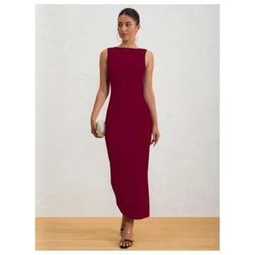 Milumia Elegant Sleeveless Ruched Bodycon Maxi Dress