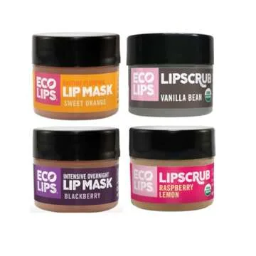 Eco Lips Organic Sugar Lip Scrub, Plumping Lip Mask & Overnight Intensive Lip Mask for Chapped Lips ...