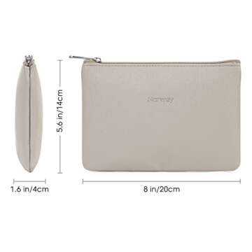 Narwey Small Makeup Bag for Purse Vegan Leather Travel Makeup Pouch Mini Cosmetic Bag Zipper Pouch for Women (Brown)
