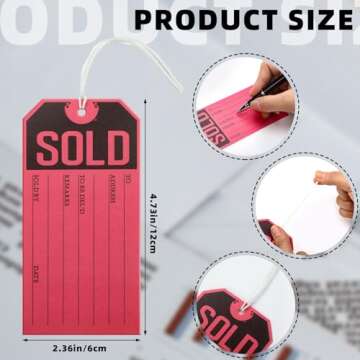 Skyygemm 800 Pcs Paper Sold Tags with String 4.72 x 2.36 Inches Label Slit Tags with Hole Price Red ...