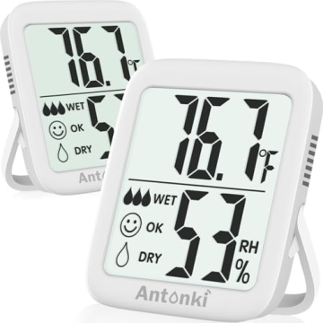 Antonki 2 Pack Room Thermometer and Hygrometer for Home Monitoring