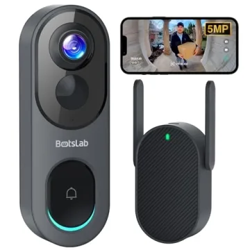 BOTSLAB Video Doorbell Camera, No Monthly Fee, 5MP Wireless Doorbell with Head-to-Toe & 180° View, ...