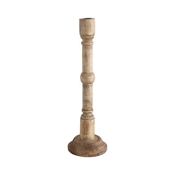 Hand-Carved Mango Wood Taper Holder for Elegant Decor