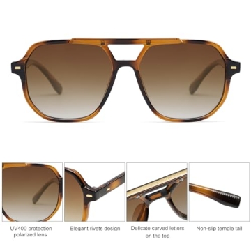 SOJOS Polarized Retro Aviator Sunglasses - Stylish UV Protection