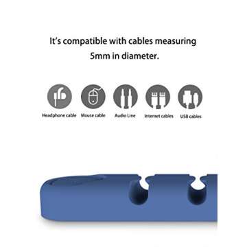 FengJu 2 Pack Cord Organizer Holder Cable Management Clips for Power Cord USB Mouse Cable Wire PC Desk nightstand Home Office (6-Slot-White)