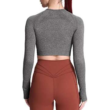 Aoxjox Long Sleeve Crop Tops for Women Vital Workout Seamless Cropped T Shirt Top (Vital Charcoal Grey Marl, X-Small)