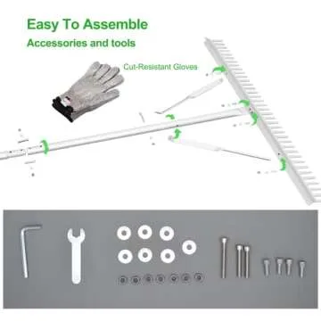 Landscape Rake 36 Inch Head, Leaf Rakes for Lawns with 67 Inch Handle,Aluminum Yard Rake Tool for Loosening Soil, Landscaping Lawn Care , Lake Garden Pond and Beach Care