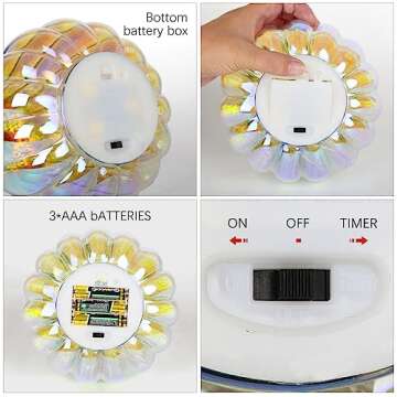 Romingo Lighted led Mercury Glass Pumpkin Shapes with Timer Function for Halloween Colorful Pumpkin Decorations Fall and Thanksgiving Decor 8.5inches