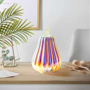 Romingo Lighted led Mercury Glass Pumpkin Shapes with Timer Function for Halloween Colorful Pumpkin Decorations Fall and Thanksgiving Decor 8.5inches