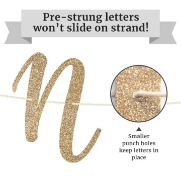 PreStrung Happy New Year Banner NO DIY Gold Glitter New Years Eve Party Banner in Script PreStrung Garland on 6 ft Strands Gold 2023 New Years Eve Party Supplies & Decorations & Decor. Did