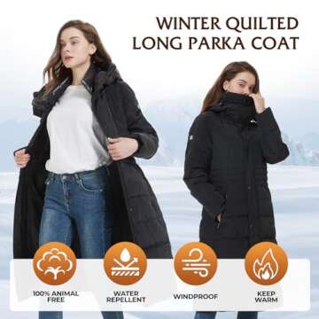 IKAZZ Winter Coats for Women, Thick Trench Style, Thickened Warm Quilted Rain Waterproof Windproof I...