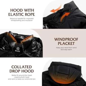 IKAZZ Women's Winter Puffer Coat, Stylish & Warm