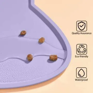 TOKAYIFE Cat Food Mat, Silicone Pet Feeding Mat for Floor Non-Slip Waterproof Dog Water Bowl Tray Cushion (17" x 10", Periwinkle Blue)