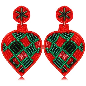 Christmas Bulb Earrings Beaded Xmas Light Drop Dangle Earrings for Women Statement Bead Holiday Earr...