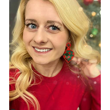 Christmas Bulb Earrings Beaded Xmas Light Drop Dangle Earrings for Women Statement Bead Holiday Earrings Handmade Festive Jewelry Gifts (Multicolored)