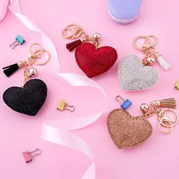 Soleebee Glitter Love Heart Keychain Sparkly Bag Charm