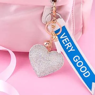 Soleebee Glitter Love Heart Keychain Sparkly Bag Charm
