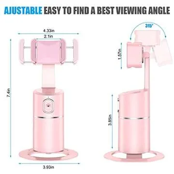 Auto Face Tracking Tripod for TIK Tok Vlog, No App Required, 360° Rotation Face Body Track Selfie Stick Phone Camera Mount, Rechargeable Smart Shooting Holder for Live Videos, YouTube (Pink)
