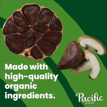 Pacific Foods Organic Chicken Bone Broth With Black Garlic and Shiitake Mushroom, 32 oz Carton
