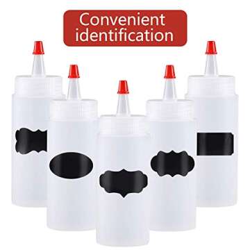 Squeeze Bottle, Shekure 30Pcs 4 Oz Premium Food Grade Plastic Bottles with Squeeze Top Caps Include 2 Labels and 1 Pen for Icing Cookie Decorating Sauces Condiments Arts Crafts BPA Free