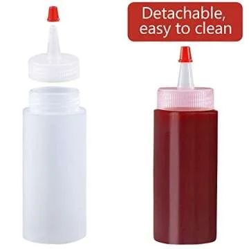 Squeeze Bottle, Shekure 30Pcs 4 Oz Premium Food Grade Plastic Bottles with Squeeze Top Caps Include 2 Labels and 1 Pen for Icing Cookie Decorating Sauces Condiments Arts Crafts BPA Free