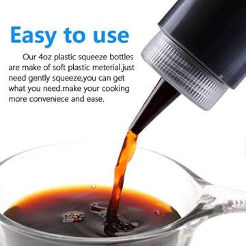 Squeeze Bottle, Shekure 30Pcs 4 Oz Premium Food Grade Plastic Bottles with Squeeze Top Caps Include 2 Labels and 1 Pen for Icing Cookie Decorating Sauces Condiments Arts Crafts BPA Free