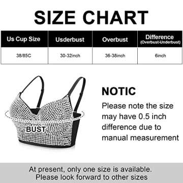 Women's Rhinestone Bustier Top Black Rhinestone Corset Crop Shining Diamond Bra Push up Club Party Rhinestone Crop Tops for Women