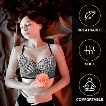 Women's Rhinestone Bustier Top Black Rhinestone Corset Crop Shining Diamond Bra Push up Club Party Rhinestone Crop Tops for Women