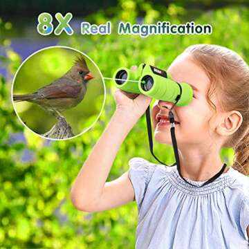 REAPP Binoculars for Kids High-Resolution 8x21, Gift for Boys & Girls Shockproof Compact Kids Binocu...