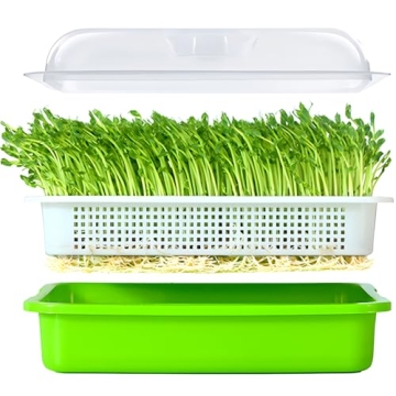 LeJoy Garden Seed Sprouter Tray BPA Free PP Soil-Free Big Capacity Healthy Wheatgrass Grower with Li...