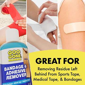 Goo Gone Bandage Adhesive Remover For Skin - 8 Ounce - Safe Method to Remove Sports Tape, KT Tape, T...