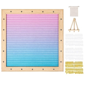 VEVOR Gradient Felt Letter Board, 10"x10" Felt Message Board, Changeable Sign Boards with 510 Letters, Stand, and Built-in LED Lights, Baby Announcement Sign for Home Classroom Office Decor Wedding