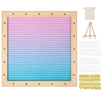 VEVOR Gradient Felt Letter Board, 10"x10" Felt Message Board, Changeable Sign Boards with 510 Letters, Stand, and Built-in LED Lights, Baby Announcement Sign for Home Classroom Office Decor Wedding
